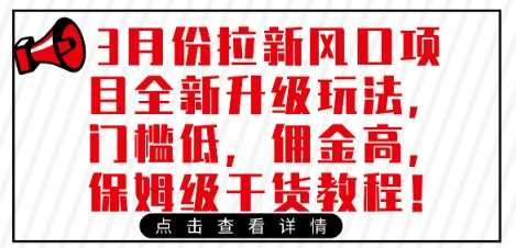 3月份拉新风口项目全新升级玩法，门槛低，佣金高，保姆级干货教程-立业有术