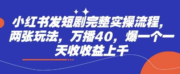 小红书发短剧完整实操流程，两张玩法，万播40，爆一个一天收收益上千-立业有术