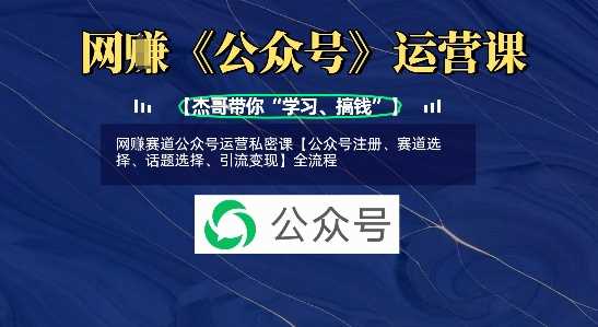 网创赛道公众号运营私密课【公众号注册、赛道选择、话题选择、引流变现】全流程-立业有术