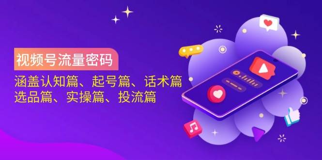 视频号流量密码：涵盖认知篇、起号篇、话术篇、选品篇、实操篇、投流篇-立业有术