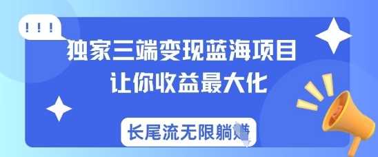 独家三端变现蓝海项目，让你收益最大化，长尾流无限躺挣-立业有术
