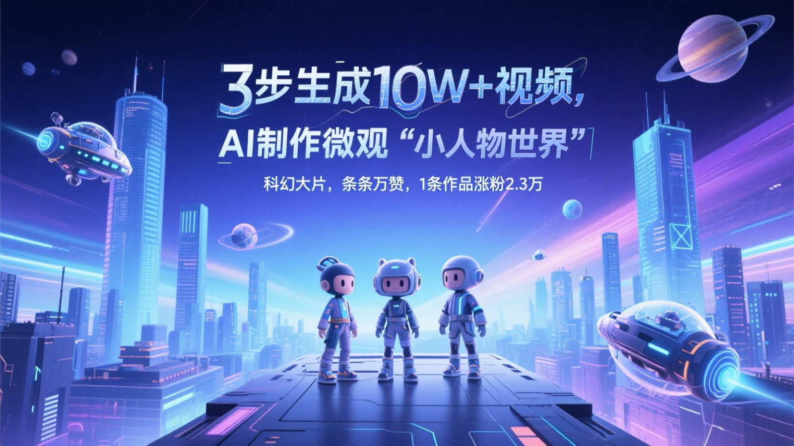 三步生成10W+视频，AI制作微观“小人物世界”科幻大片，条条万赞，1条作品涨粉2.3万-立业有术