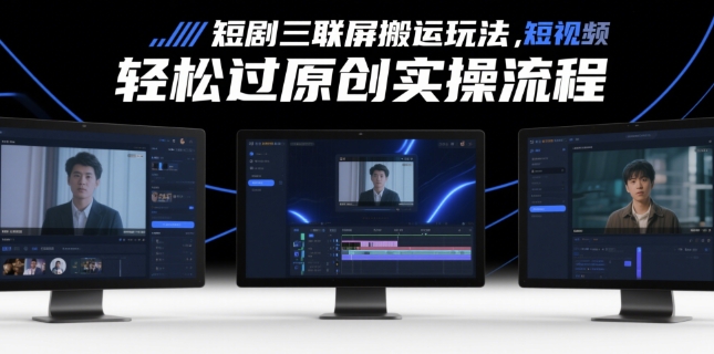 短剧三联屏搬运玩法，短剧搬运轻松过原创实操流程-立业有术