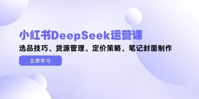 （14748期）小红书DeepSeek运营课，选品技巧、货源管理、定价策略、笔记封面制作-立业有术