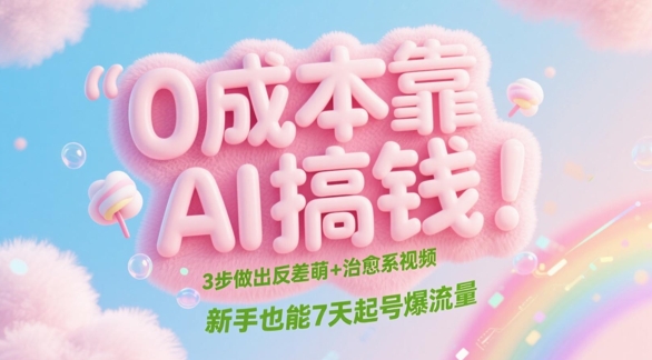 0成本靠AI搞钱！3步做出反差萌+治愈系视频，新手也能7天起号爆流量-立业有术