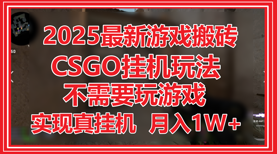 2025最新游戏搬砖，CSGO挂机，不需要玩游戏，实现真挂机，月入1W+-立业有术
