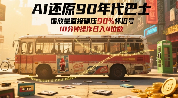 AI还原90年代巴士，一帧就让70后泪崩，播放量直接碾压90%怀旧号，每天操作十分钟，日入四位数-立业有术