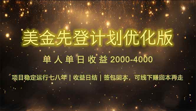 （14802期）连续7-8年创单日收益冠军项目，日收益$600-1200-立业有术