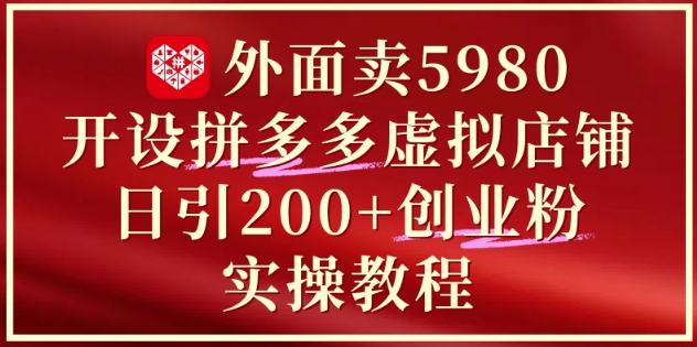 外面卖5980开设拼多多虚拟店铺：单日引流200+创业付费粉实战教程-立业有术