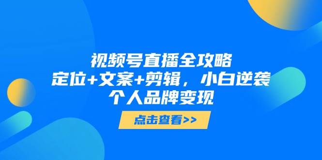 视频号直播全攻略，定位+文案+剪辑，小白逆袭个人品牌变现-立业有术