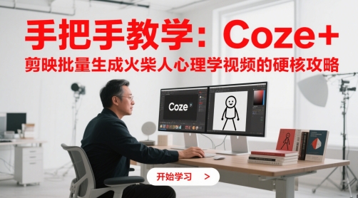 手把手教学：Coze + 剪映批量生成火柴人心理学视频的硬核攻略-立业有术