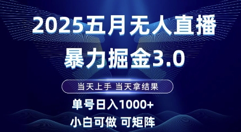 2025五月无人直播暴力掘金3.0，当天上手，当天拿结果，单号日入1k+小白可做可矩阵【揭秘】-立业有术