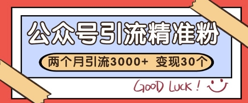 公众号精准粉引流玩法，2个月3000+精准粉，变现30个W【揭秘】-立业有术