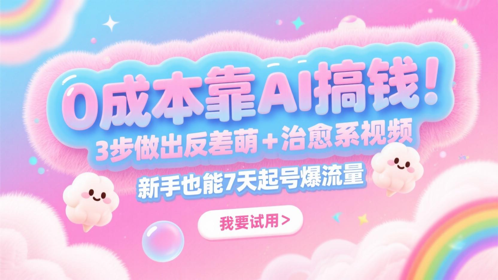 0成本靠AI搞钱！3步做出反差萌+治愈系视频，新手也能7天起号爆流量，月入5位数-立业有术