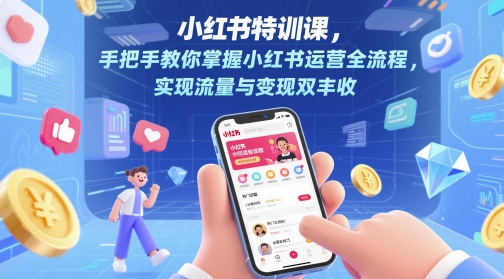 小红书特训课，手把手教你掌握小红书运营全流程，实现流量与变现双丰收-立业有术
