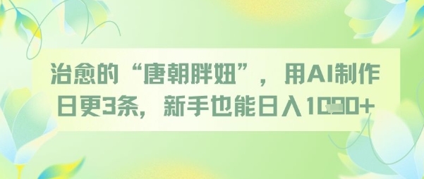 治愈的“唐朝胖妞”，用AI制作日更3条，新手也能日入多张-立业有术