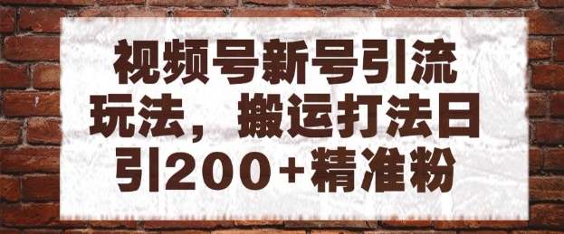 视频号新号引流玩法，搬运打法日引200+精准粉，可矩阵放大【揭秘】-立业有术