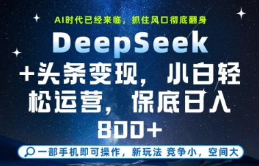 DeepSeek+头条变现，保姆级教学，小白轻松上手，日入8张+【揭秘】-立业有术