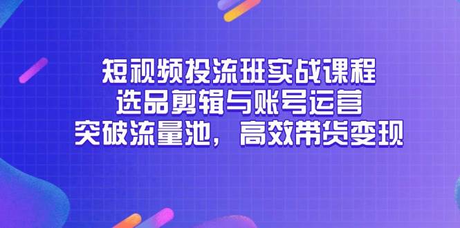 （14868期）短视频投流班实战课程，选品剪辑与账号运营，突破流量池，高效带货变现-立业有术