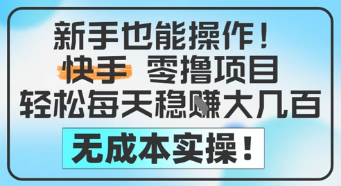 新手也能操作，快手零撸挣米，轻松每天挣2-5张，完全无成本-立业有术