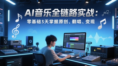 AI音乐全链路实战变现课：零基础3天掌握原创、翻唱、变现-立业有术