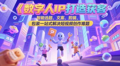 数字人IP打造获客变现实操课，智能选题、文案、剪辑、包装一站式解决短视频创作难题-立业有术