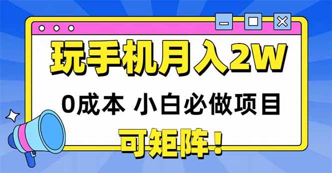 （14879期）玩玩手机月入20000+，0成本小白必做项目，可矩阵-立业有术