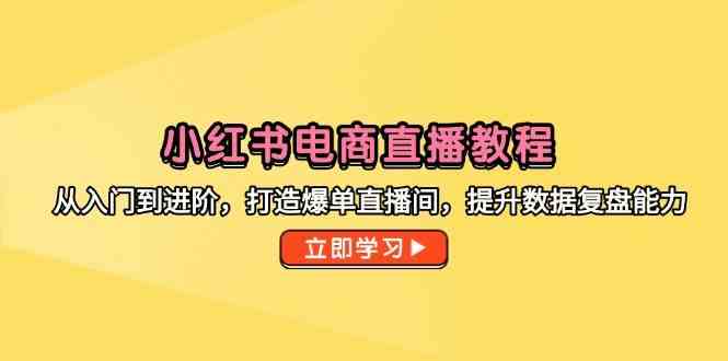 小红书电商直播教程，从入门到进阶，打造爆单直播间，提升数据复盘能力-立业有术