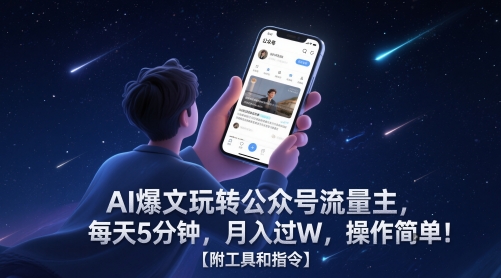 AI爆文玩转公众号流量主，每天5分钟，月入过W，操作简单！【附工具和指令】-立业有术
