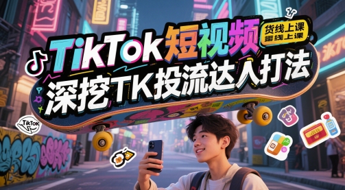 TikTok短视频带货线上课，深挖TK投流达人打法-立业有术