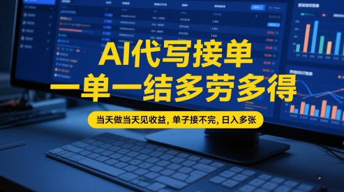 AI代写接单，一单一结多劳多得，当天做当天见收益，单子接不完，日入多张【全网最全实操课程】-立业有术
