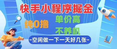 快手小程序掘金，纯0撸，单价高不养机 利用空闲时间做一做，一天好几张【揭秘】-立业有术