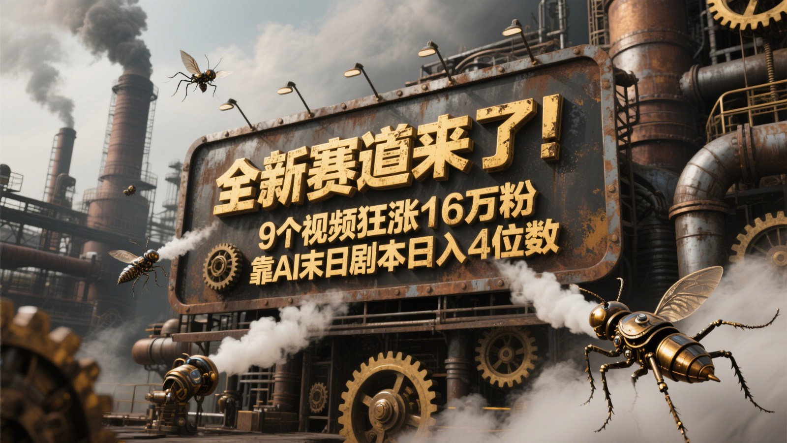 全新赛道来了！9个视频狂涨16万粉，靠AI末日剧本日入4位数，评论区爆肝追更！-立业有术