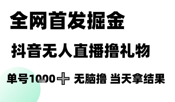 全网首发掘金抖音无人直播撸礼物，单号1k +无脑撸，当天拿结果【揭秘】-立业有术
