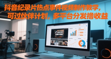 抖音纪录片热点事件视频制作教学，可过伙伴计划，多平台分发撸收益-立业有术