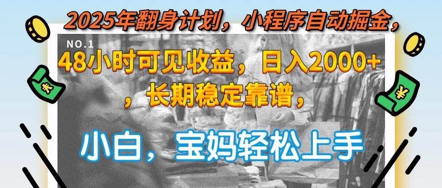（15082期）2025年翻身计划，小程序自动掘金48小时可见收益，日入2000+，长期稳定…-立业有术