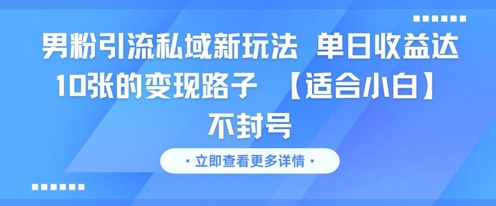 男粉引流私域新玩法，单日收益达10张的变现路子 【适合小白】不封号-立业有术