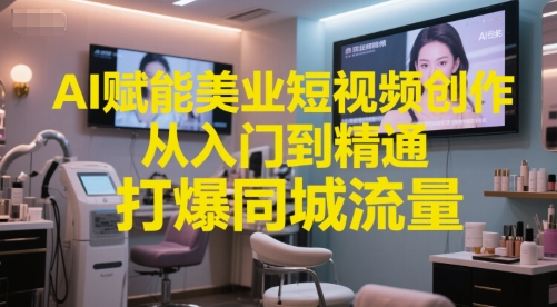 AI赋能美业短视频创作，从入门到精通，打爆同城流量，超级AI工具短视频实操落地-立业有术