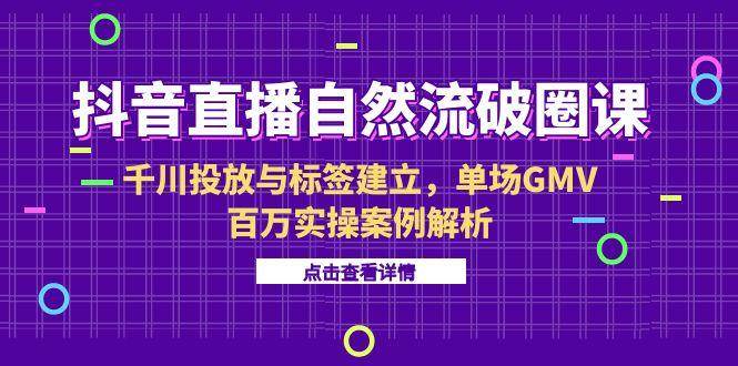 （15136期）抖音直播自然流破圈课-6月，千川投放与标签建立，单场GMV百万实操案例解析-立业有术