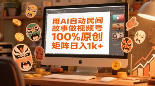 用AI自动民间故事做视频号，100%原创，矩阵日入1k+-立业有术