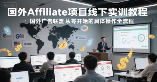 国外Affiliate项目线下实训教程，国外广告联盟从零开始的具体操作全流程-立业有术