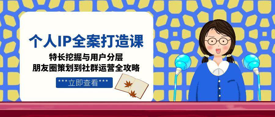 个人IP全案打造课，特长挖掘与用户分层，朋友圈策划到社群运营全攻略-立业有术