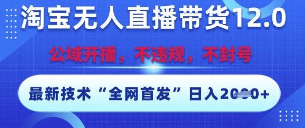 淘宝无人直播带货12.0，最新技术，不封号，不违规，操作简单，开播爆单，日入多张【揭秘】-立业有术