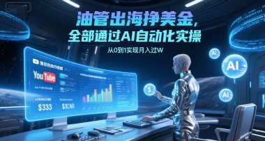 油管出海挣美金，全部通过AI自动化实操，从0到1实现月入过W-立业有术