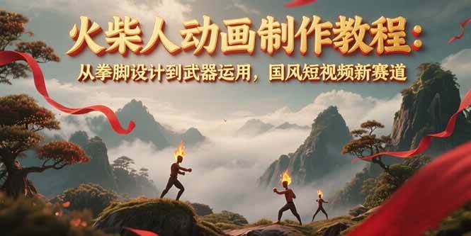 （15171期）火柴人动画制作教程：从拳脚设计到武器运用，国风短视频新赛道-立业有术