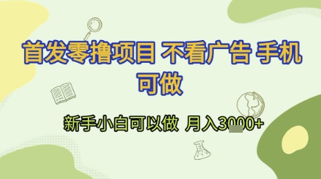 首发零撸项目 不看广告 手机可做 新手小白可以做  月入3k+【揭秘】-立业有术