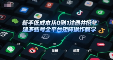 新手低成本从0到1注册并搭建多账号全平台矩阵操作教学，手机号-邮箱-IP-工具-立业有术