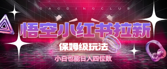 悟空小红书拉新，保姆级玩法，小白也能日入四位数-立业有术