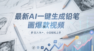 最新AI一键生成铅笔画爆款视频，多平台分发，日 入1k+，小白轻松上手【揭秘】-立业有术