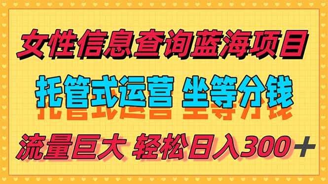 （15216期）稳定日入300＋，小众信息查询蓝海项目，全程懒人式托管，解放你的时间-立业有术